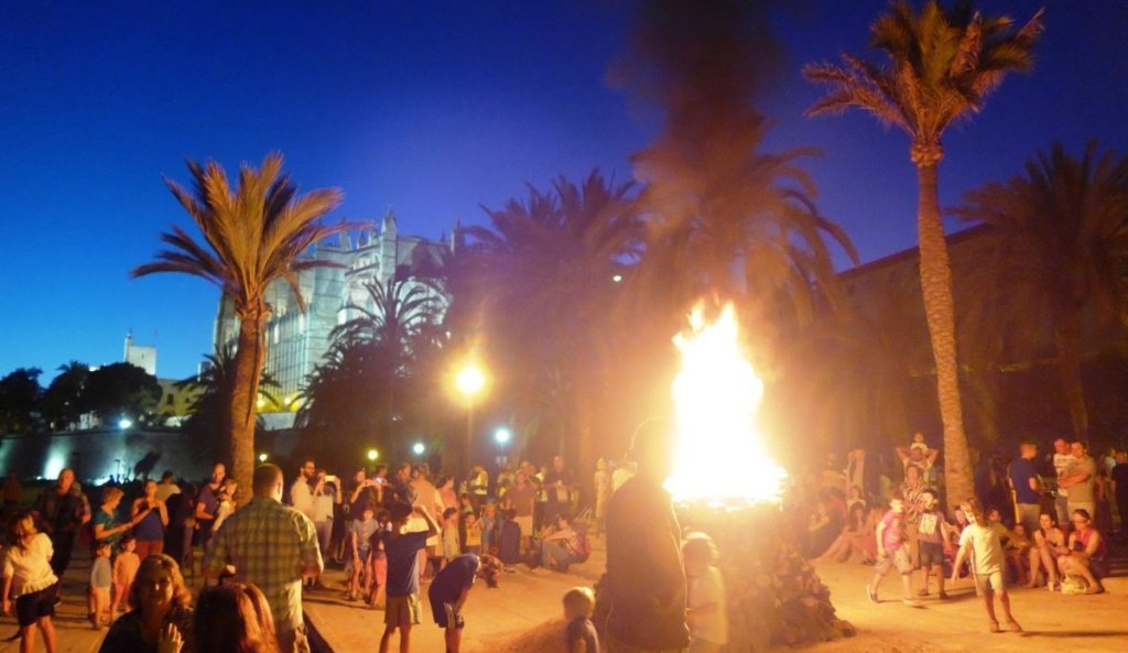 Partying on the beach on the eve of Sant Joan