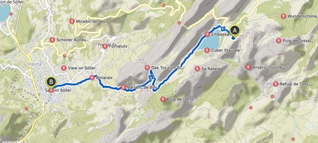 Map of Soller to Cuber Walk